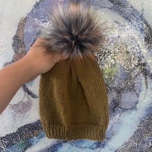 Olive Green Merino Wool Blend Knit Women’s Beanie